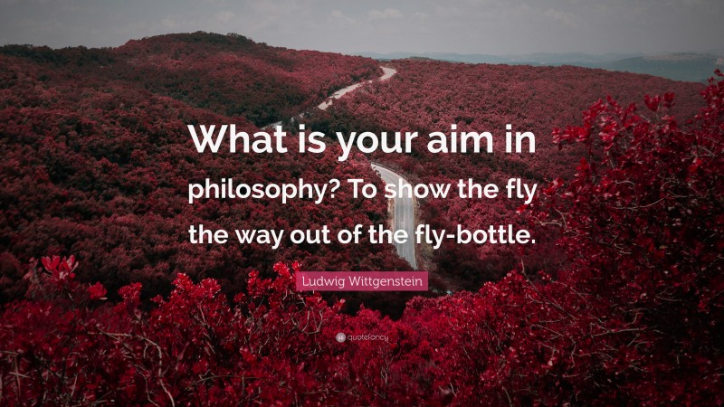 Ludwig Wittgenstein Quote: “What is your aim in philosophy? To show the fly the way out of the fly-bottle.”
