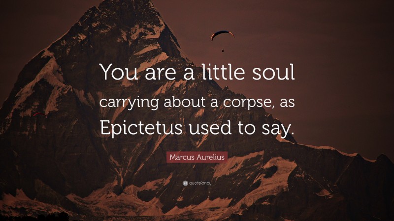 Marcus Aurelius Quote: “You are a little soul carrying about a corpse, as Epictetus used to say.”