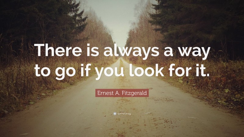 Ernest A. Fitzgerald Quote: “There is always a way to go if you look for it.”