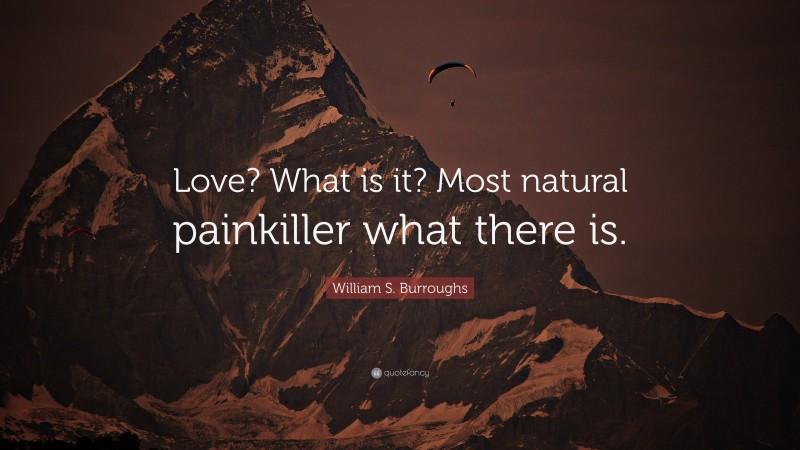 William S. Burroughs Quote: “Love? What is it? Most natural painkiller what there is.”