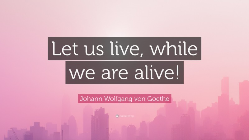 Johann Wolfgang von Goethe Quote: “Let us live, while we are alive!”