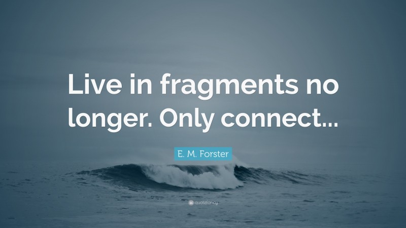 E. M. Forster Quote: “Live in fragments no longer. Only connect...”
