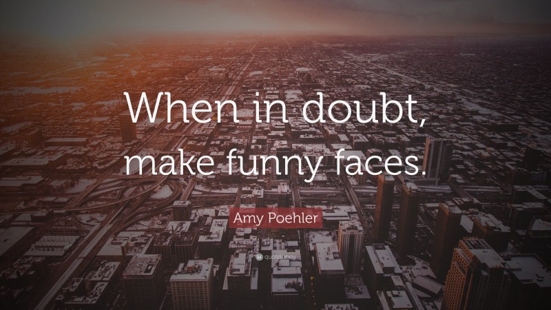 Amy Poehler Quote: “When in doubt, make funny faces.”