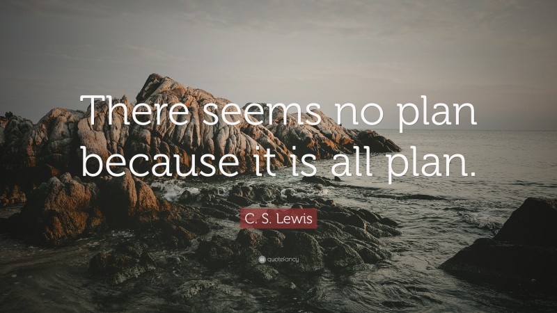 C. S. Lewis Quote: “There seems no plan because it is all plan.”