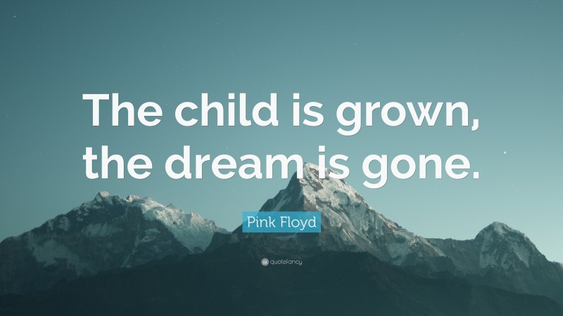 Pink Floyd Quote: “The child is grown, the dream is gone.”