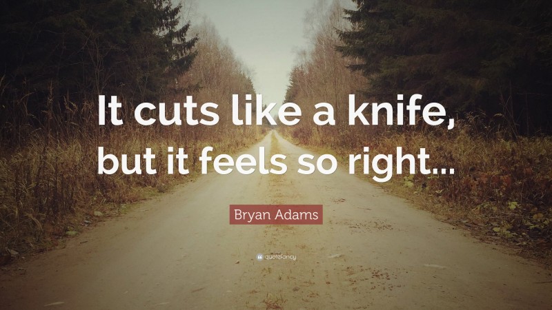 Bryan Adams Quote: “It cuts like a knife, but it feels so right...”