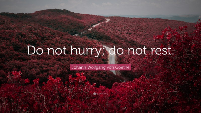 Johann Wolfgang von Goethe Quote: “Do not hurry; do not rest.”