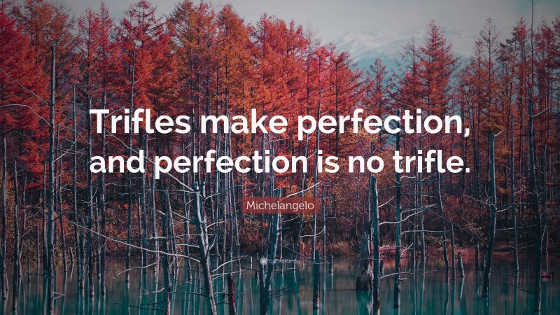 Michelangelo Quote: “Trifles make perfection, and perfection is no trifle.”