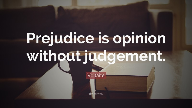 Voltaire Quote: “Prejudice is opinion without judgement.”