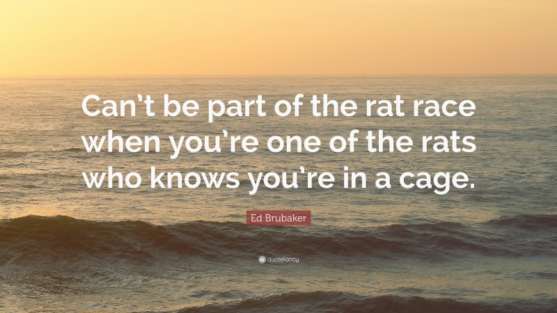 Ed Brubaker Quote: “Can’t be part of the rat race when you’re one of the rats who knows you’re in a cage.”