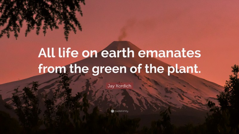 Jay Kordich Quote: “All life on earth emanates from the green of the plant.”