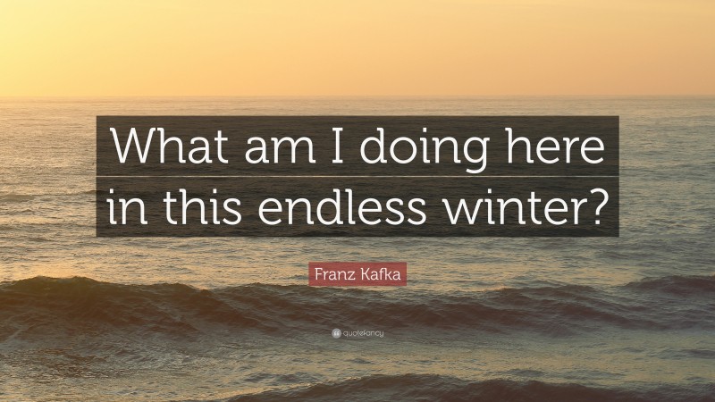 Franz Kafka Quote: “What am I doing here in this endless winter?”