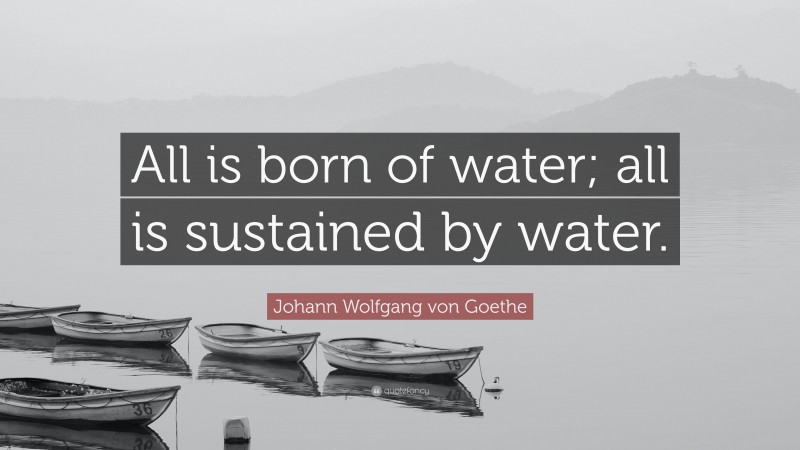 Johann Wolfgang von Goethe Quote: “All is born of water; all is sustained by water.”