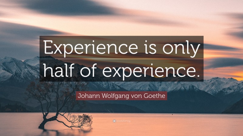 Johann Wolfgang von Goethe Quote: “Experience is only half of experience.”