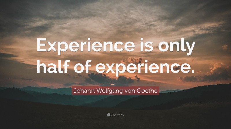 Johann Wolfgang von Goethe Quote: “Experience is only half of experience.”