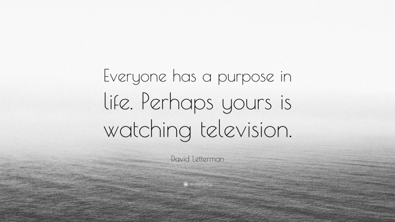 David Letterman Quote: “Everyone has a purpose in life. Perhaps yours is watching television.”