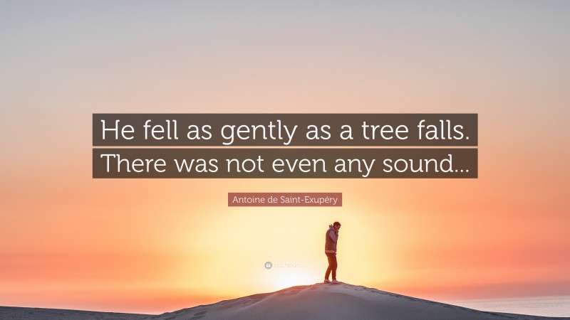 Antoine de Saint-Exupéry Quote: “He fell as gently as a tree falls. There was not even any sound...”