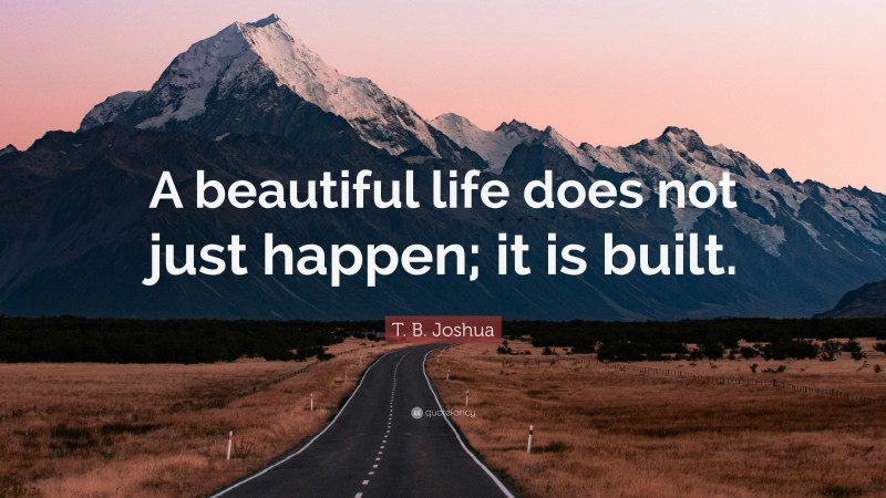 T. B. Joshua Quote: “A beautiful life does not just happen; it is built.”