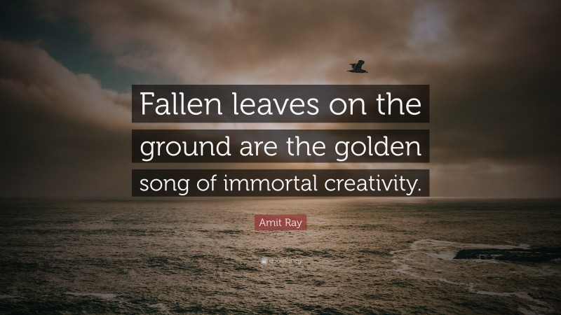 Amit Ray Quote: “Fallen leaves on the ground are the golden song of immortal creativity.”