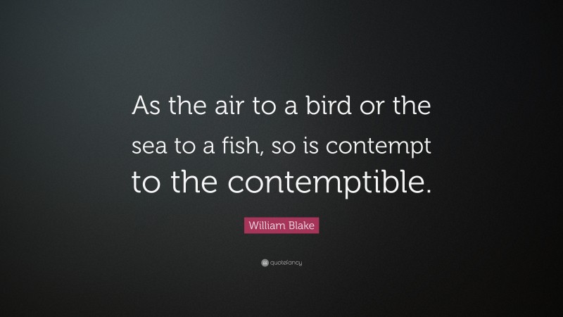 William Blake Quote: “As the air to a bird or the sea to a fish, so is contempt to the contemptible.”