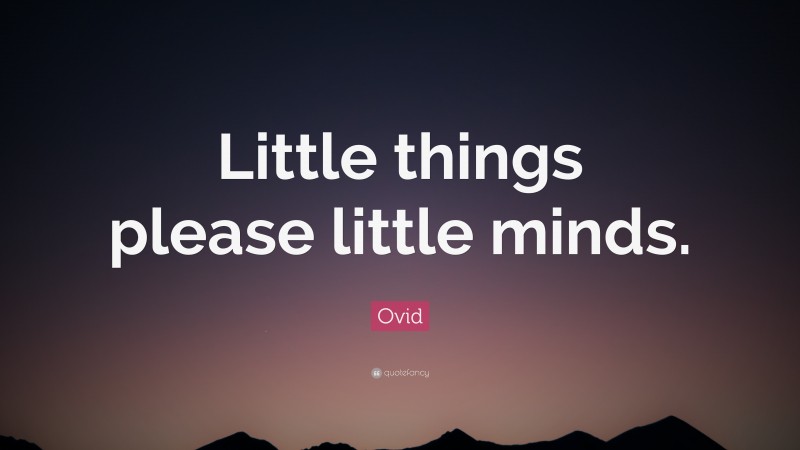 Ovid Quote: “Little things please little minds.”