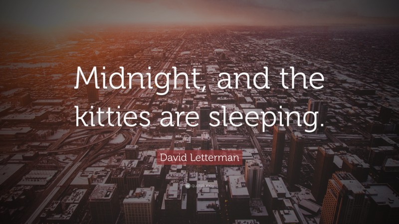 David Letterman Quote: “Midnight, and the kitties are sleeping.”