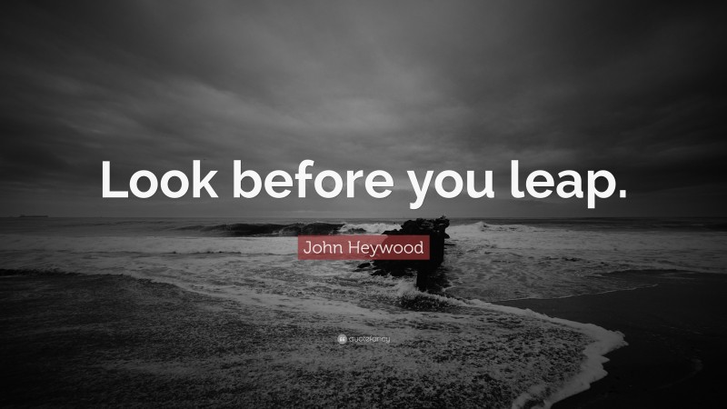 John Heywood Quote: “Look before you leap.”