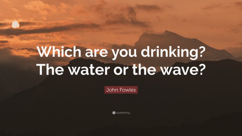 John Fowles Quote: “Which are you drinking? The water or the wave?”