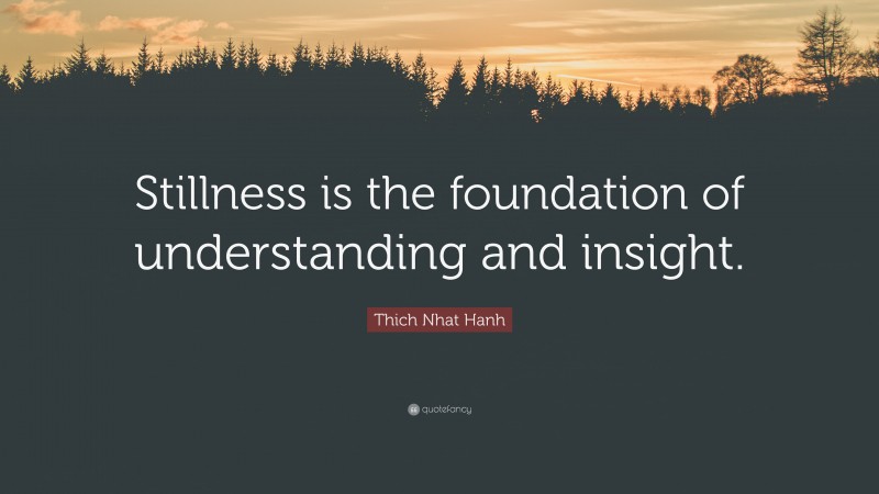 Thich Nhat Hanh Quote: “Stillness is the foundation of understanding and insight.”