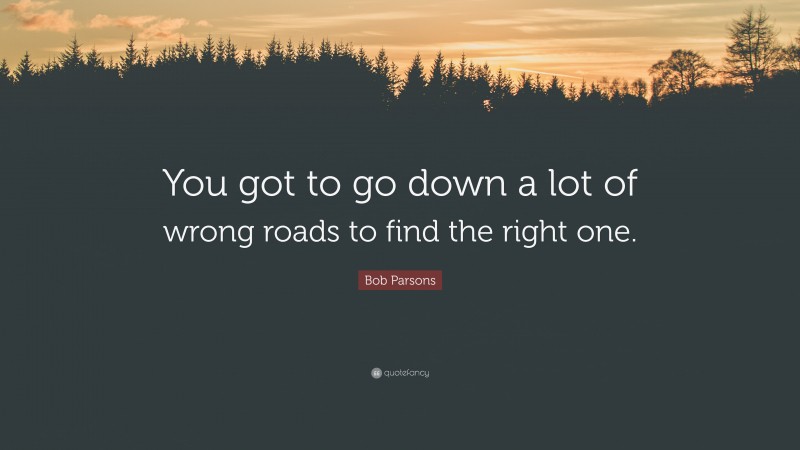Bob Parsons Quote: “You got to go down a lot of wrong roads to find the right one.”