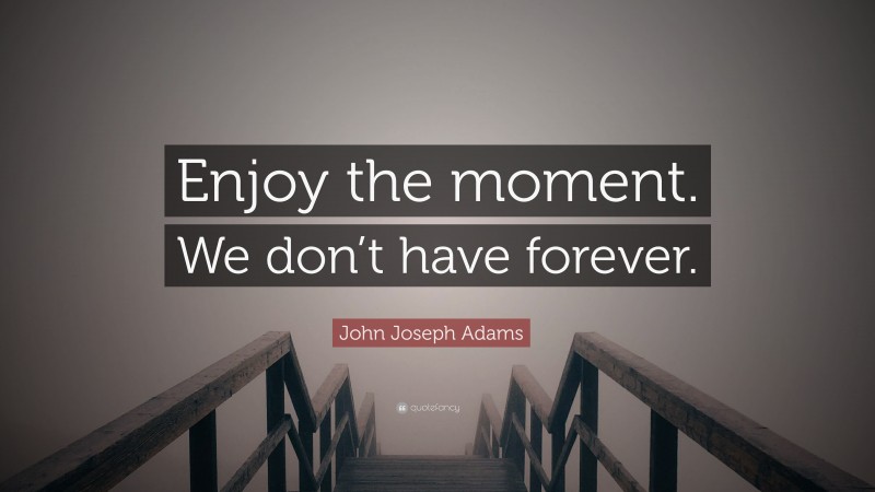 John Joseph Adams Quote: “Enjoy the moment. We don’t have forever.”