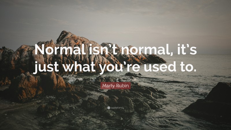 Marty Rubin Quote: “Normal isn’t normal, it’s just what you’re used to.”
