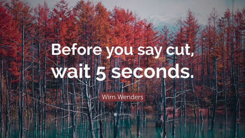 Wim Wenders Quote: “Before you say cut, wait 5 seconds.”
