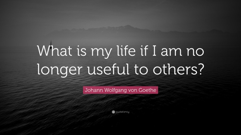 Johann Wolfgang von Goethe Quote: “What is my life if I am no longer useful to others?”