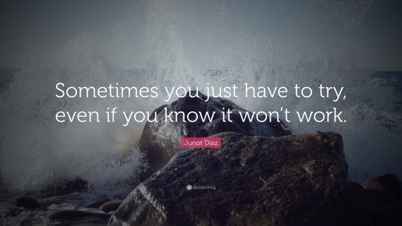 Junot Díaz Quote: “Sometimes you just have to try, even if you know it won’t work.”