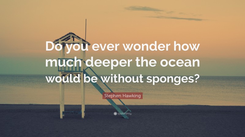 Stephen Hawking Quote: “Do you ever wonder how much deeper the ocean would be without sponges?”
