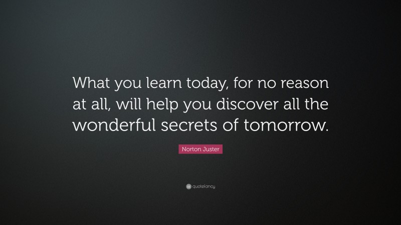 Norton Juster Quote: “What you learn today, for no reason at all, will help you discover all the wonderful secrets of tomorrow.”
