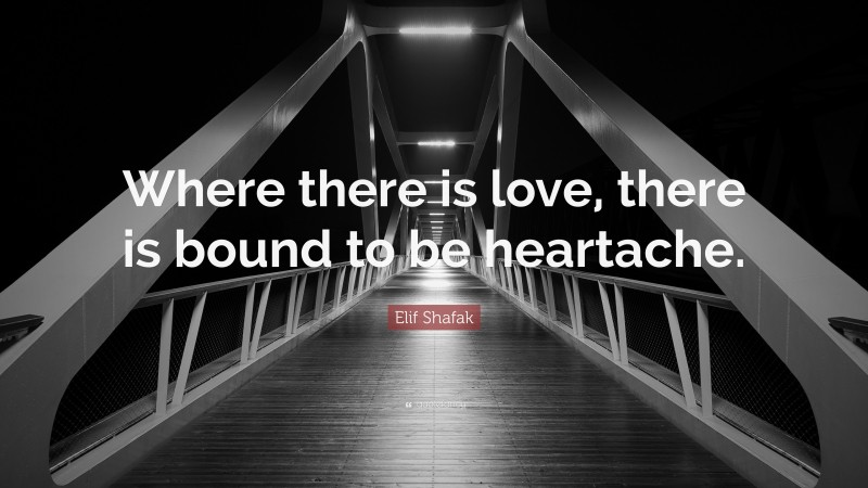Elif Shafak Quote: “Where there is love, there is bound to be heartache.”