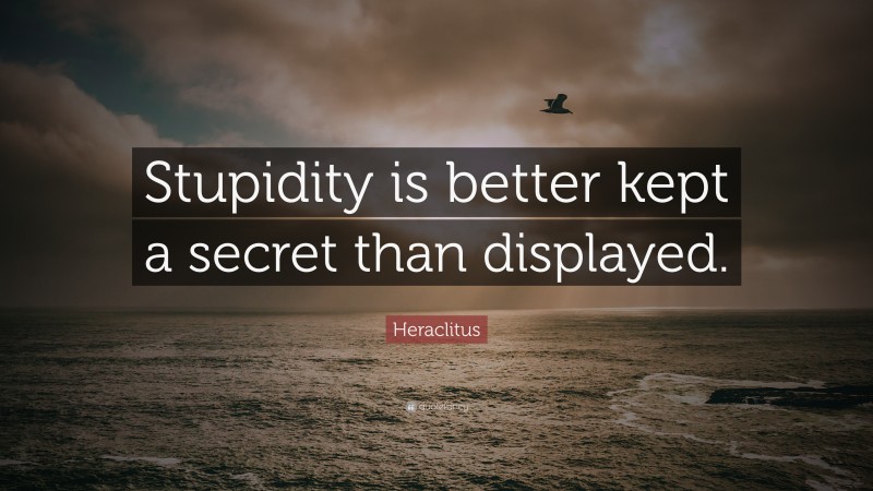 Heraclitus Quote: “Stupidity is better kept a secret than displayed.”