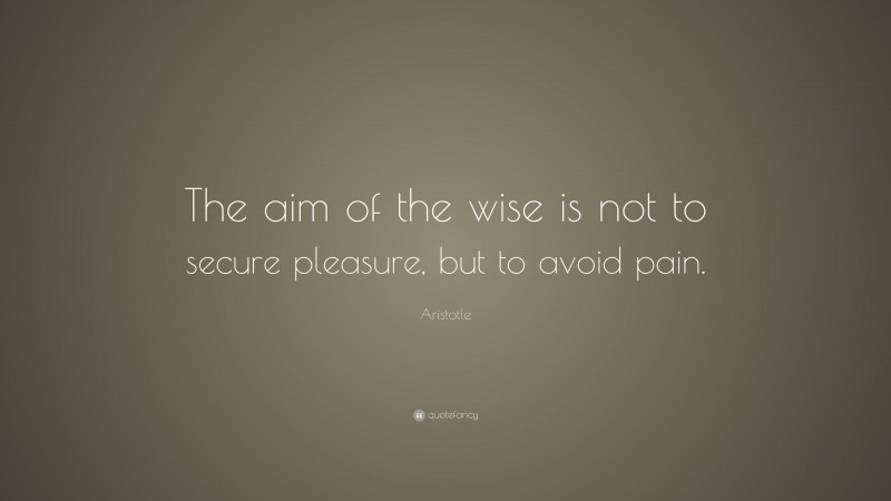 Aristotle Quote: “The aim of the wise is not to secure pleasure, but to avoid pain.”