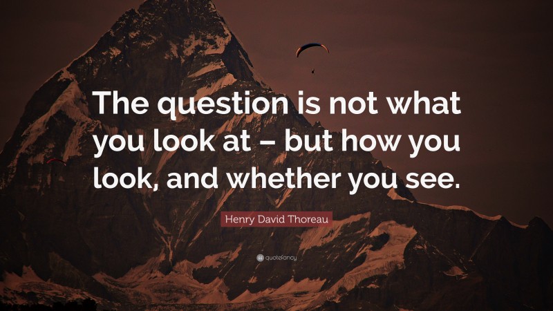 Henry David Thoreau Quote: “The question is not what you look at – but how you look, and whether you see.”