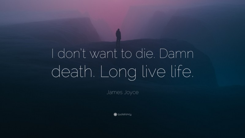 James Joyce Quote: “I don’t want to die. Damn death. Long live life.”