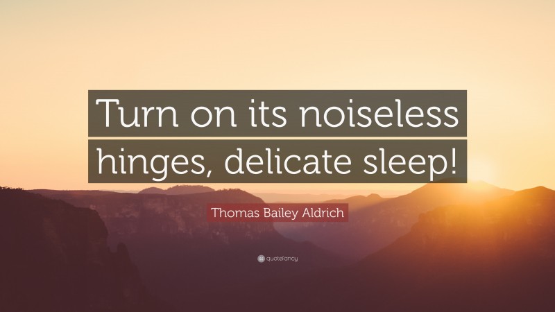 Thomas Bailey Aldrich Quote: “Turn on its noiseless hinges, delicate sleep!”