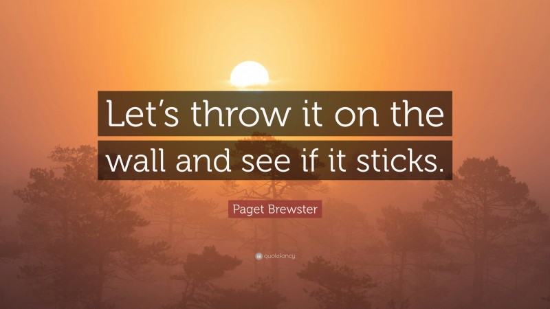 Paget Brewster Quote: “Let’s throw it on the wall and see if it sticks.”