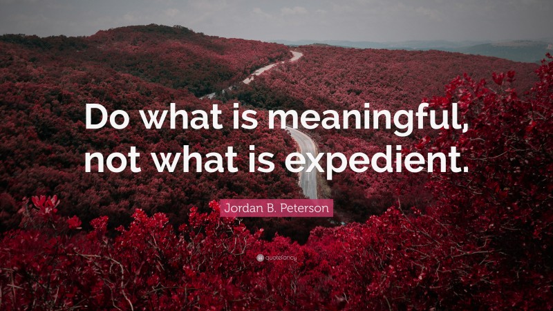 Jordan B. Peterson Quote: “Do what is meaningful, not what is expedient.”
