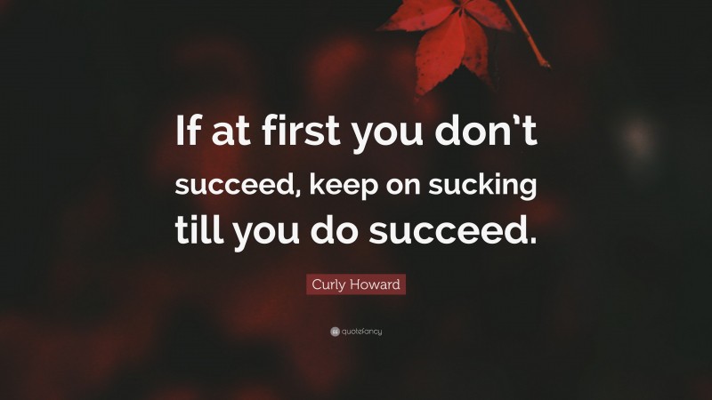 Curly Howard Quote: “If at first you don’t succeed, keep on sucking till you do succeed.”