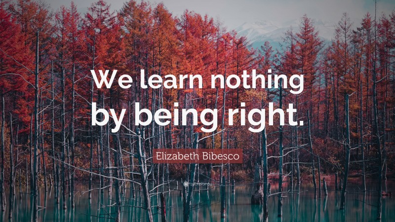Elizabeth Bibesco Quote: “We learn nothing by being right.”