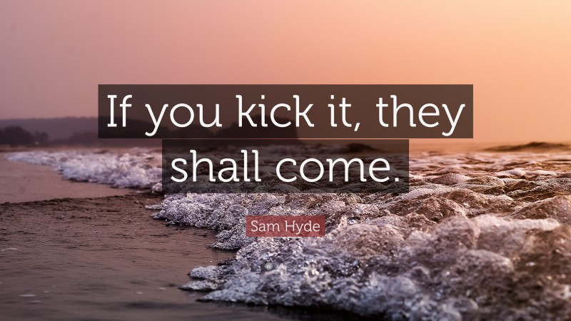 Sam Hyde Quote: “If you kick it, they shall come.”