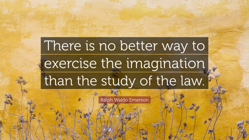 Ralph Waldo Emerson Quote: “There is no better way to exercise the imagination than the study of the law.”