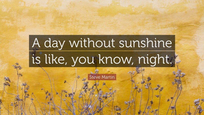 Steve Martin Quote: “A day without sunshine is like, you know, night.”